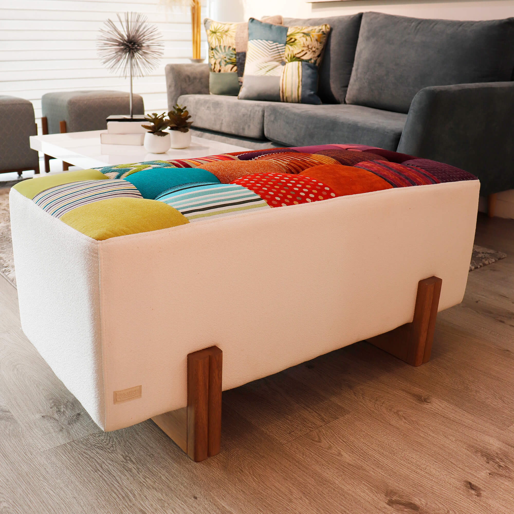 Banqueta Puff Patchwork Divi